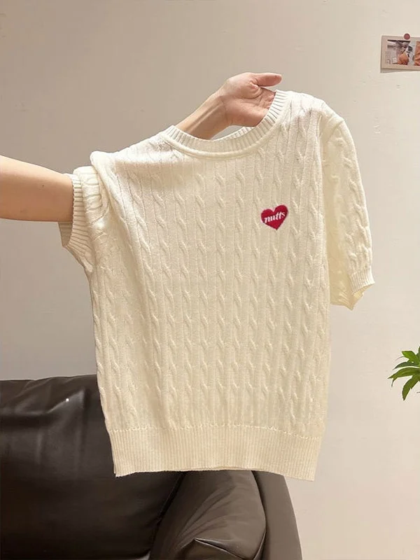 Love Embroidery Ice Silk Knitted ort Sve T irt Women Summer New Loose Versatile Retro Twist ort Top Korean Sle
Love Embroidery Ice Silk Knitted ort Sve T irt Women Summer New Loose Versatile Retro Twist ort Top Korean Sle