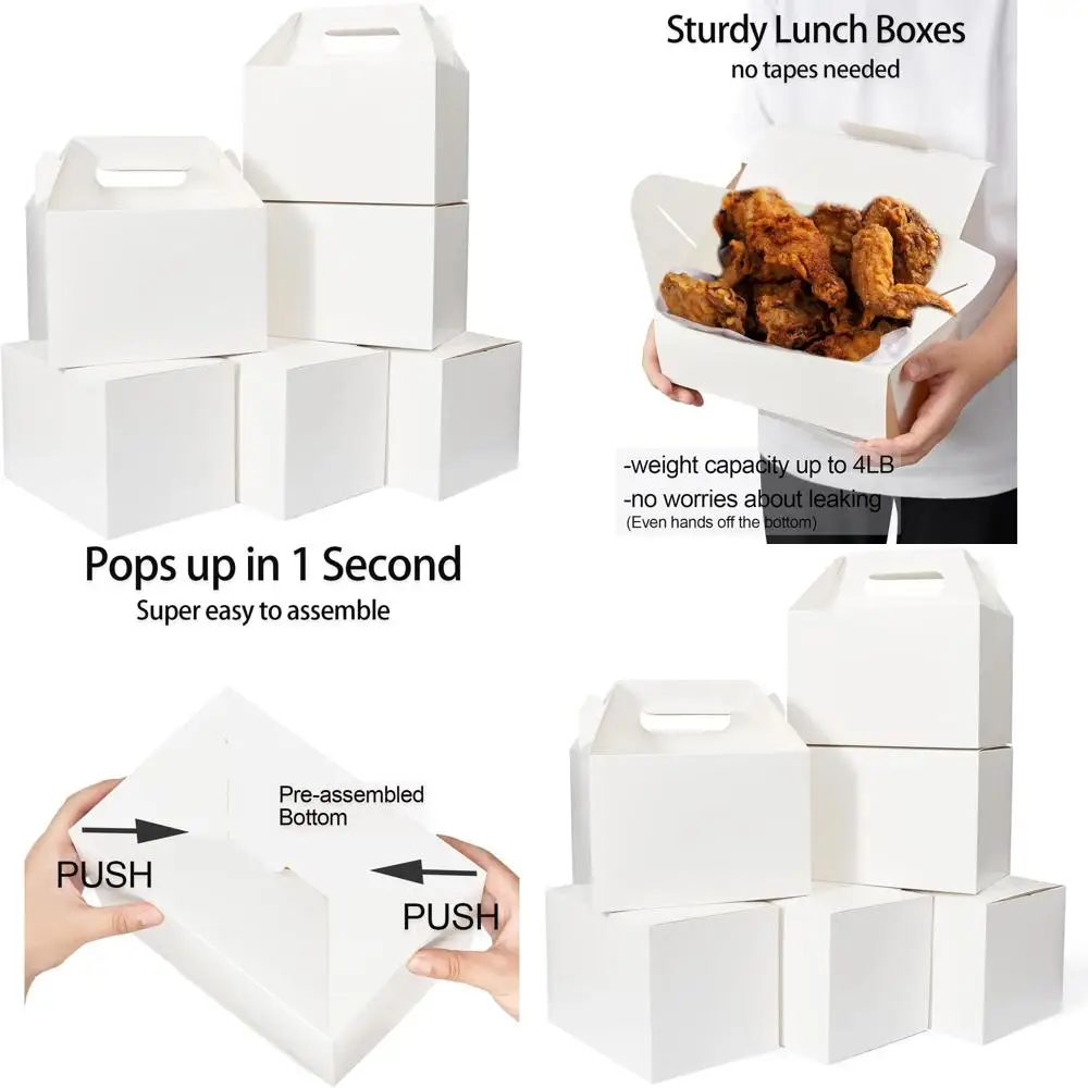 9x6x6 White Large Gable Boxes with Handle for Party Favors, Recyclable Paper Boxes Ideal for Cookies, Birthdays, Baby Showers, a
9x6x6 White Large Gable Boxes with Handle for Party Favors, Recyclable Paper Boxes Ideal for Cookies, Birthdays, Baby Showers, a