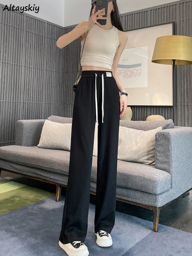Chic Wide Leg Pants Women Fashion Solid Simple Loose Leisure Young Popular Thin Breathable Soft Cool All-match Trousers Girls BF
Chic Wide Leg Pants Women Fashion Solid Simple Loose Leisure Young Popular Thin Breathable Soft Cool All-match Trousers Girls BF