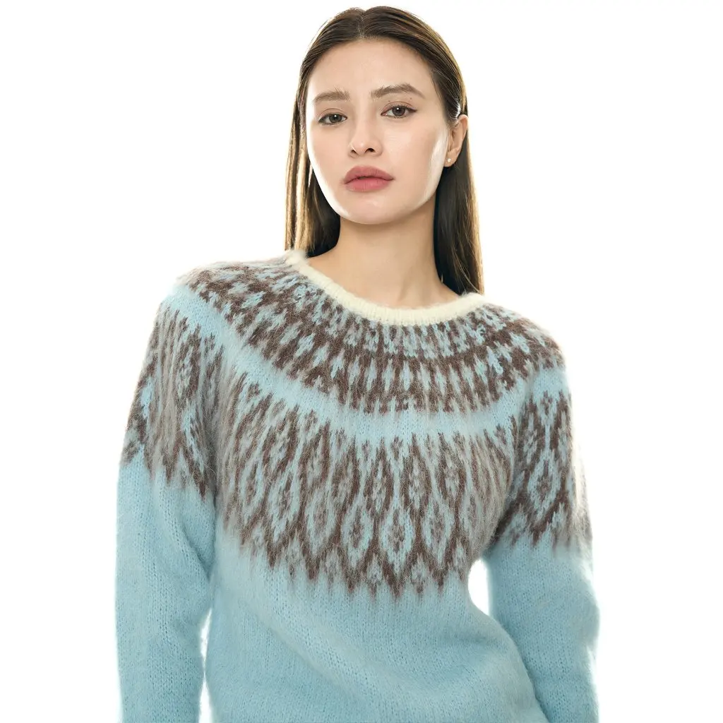 Women's Soft Jacquard Wool Sweater Nordic Art Fair Isle Style Winter Louvre New Waxy Skin-Friendly Comfortable Profile Top
Women's Soft Jacquard Wool Sweater Nordic Art Fair Isle Style Winter Louvre New Waxy Skin-Friendly Comfortable Profile Top