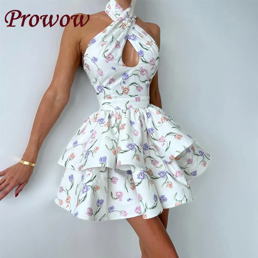 Prowow Modern Floral Print Halter Short Cocktail Prom Dresses Layered A Line Mini Formal Evening Gowns Customized Sleeveless
Prowow Modern Floral Print Halter Short Cocktail Prom Dresses Layered A Line Mini Formal Evening Gowns Customized Sleeveless