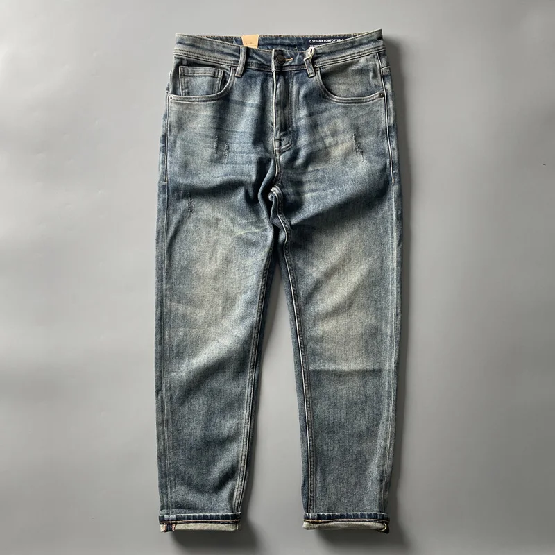 Мужские джинсы из эластичного денима в американском ретро-стиле, синие, прямые, классические, модные, длинные брюки, весна 2023
Мужские джинсы из эластичного денима в американском ретро-стиле, синие, прямые, классические, модные, длинные брюки, весна 2023