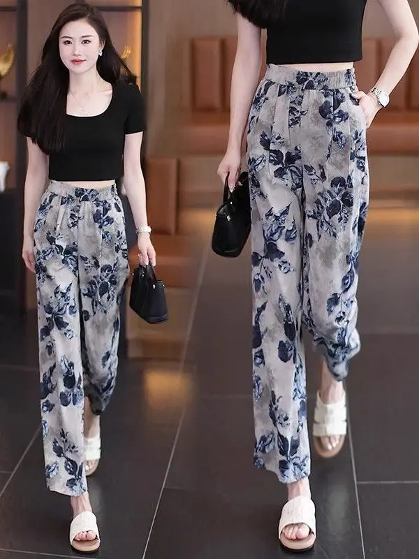 Retro Floral Print Loose Slimming Casual Wide Leg Pants Women's Summer New Style Versatile Ink Painting Straight Leg Trousers
Retro Floral Print Loose Slimming Casual Wide Leg Pants Women's Summer New Style Versatile Ink Painting Straight Leg Trousers