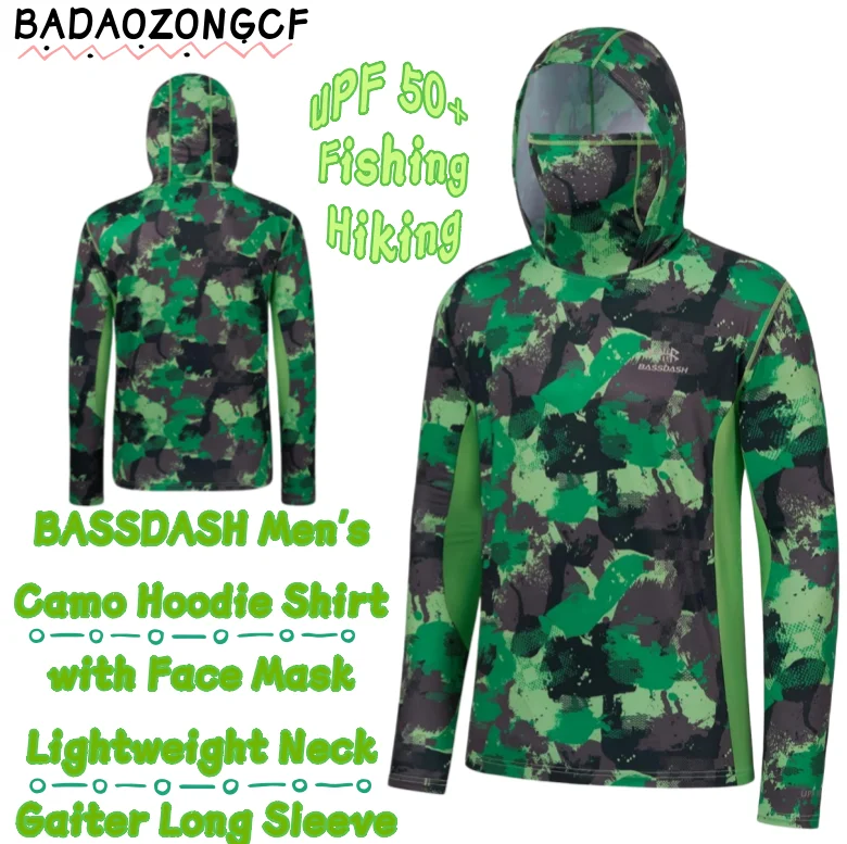 BASSDASH Men’s UPF 50+ Fishing Hiking Camo Hoodie Shirt with Face Mask Lightweight Neck Gaiter Long Sleeve
BASSDASH Men’s UPF 50+ Fishing Hiking Camo Hoodie Shirt with Face Mask Lightweight Neck Gaiter Long Sleeve