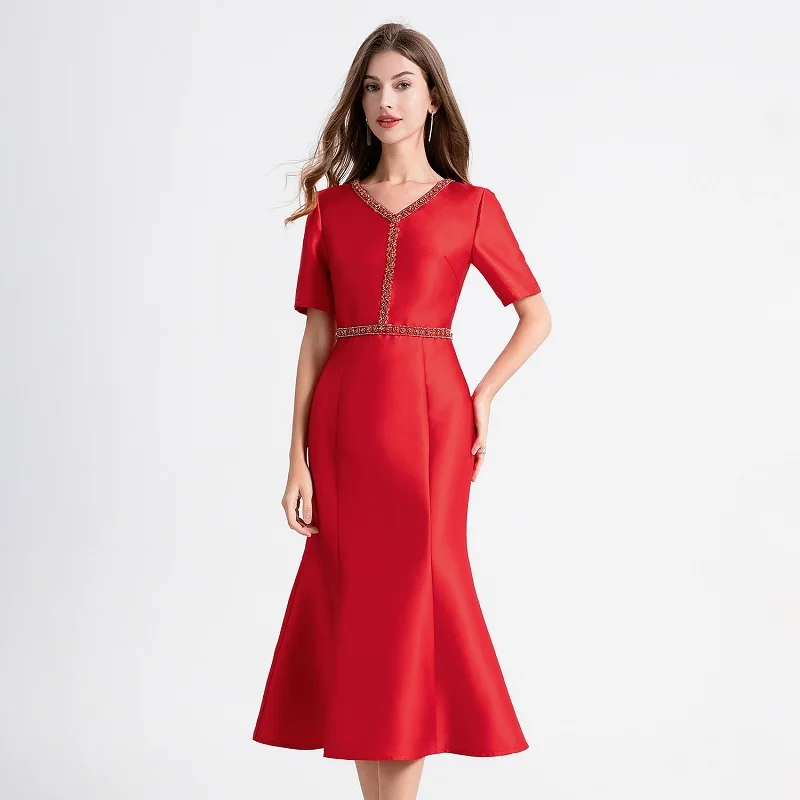 3XL 2XL Size Women Dress 2024 Autumn Party Cocktail Women V-Neck Beading Short Sleeve Midi Coffee Red Dress Bride Mother
3XL 2XL Size Women Dress 2024 Autumn Party Cocktail Women V-Neck Beading Short Sleeve Midi Coffee Red Dress Bride Mother