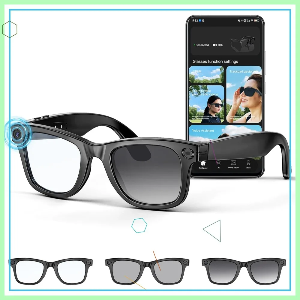 AI Smart Glasses 4K HD Camera BT Call 800W Anti-Shake Video Recording Dual Mic Object Recognition 270mAh Photochromic
AI Smart Glasses 4K HD Camera BT Call 800W Anti-Shake Video Recording Dual Mic Object Recognition 270mAh Photochromic