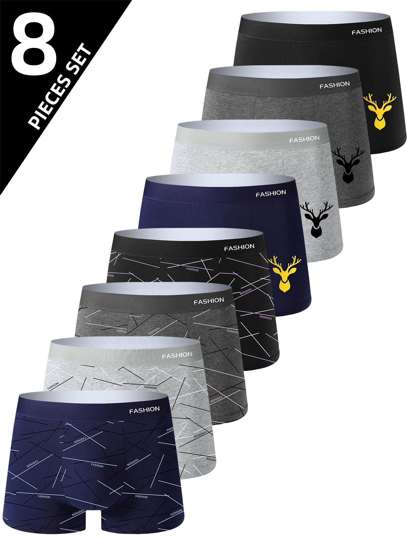 8pcs Men's Underwear Trendy Personality Fashion Men's Boxer Briefs Soft Breathable Comfortable Casual Sports Men's Pants
8pcs Men's Underwear Trendy Personality Fashion Men's Boxer Briefs Soft Breathable Comfortable Casual Sports Men's Pants