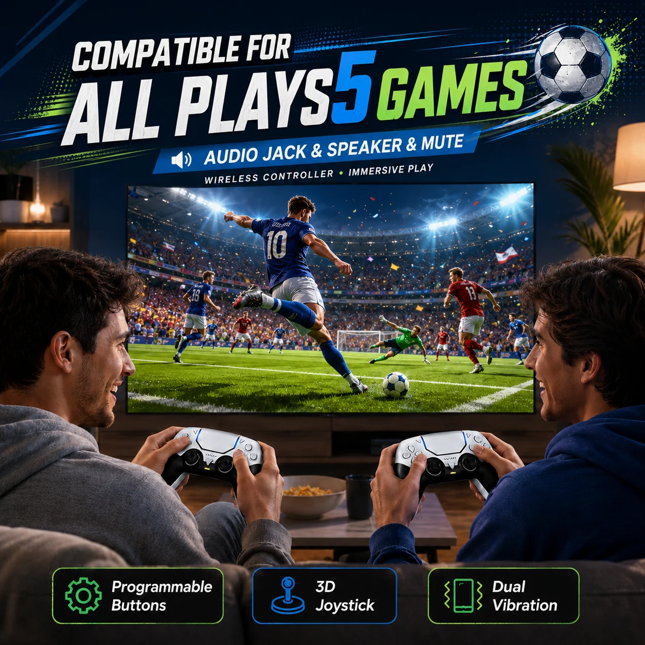P5 Game Controller Wireless Bluetooth Gamepad High Sensitivity Joystick Button Mapping Speaker Audio Jack for Gaming
P5 Game Controller Wireless Bluetooth Gamepad High Sensitivity Joystick Button Mapping Speaker Audio Jack for Gaming