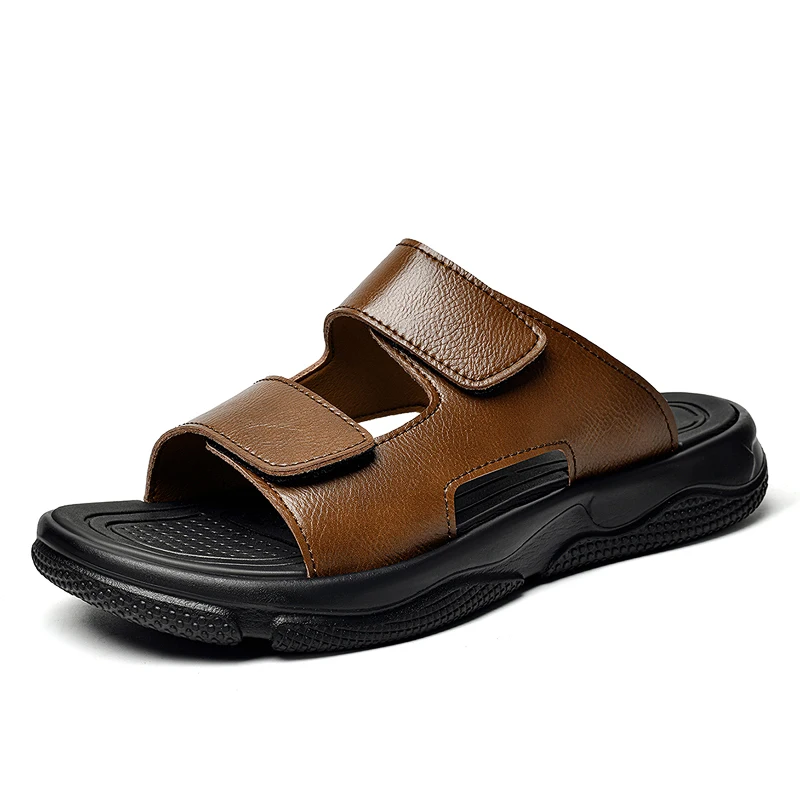 Men's Leather Adjustable Slide Sandals Hook and Loop Strap Non-slip Thick Sole Slippers Summer Outdoor Beach Casual Footwear
Men's Leather Adjustable Slide Sandals Hook and Loop Strap Non-slip Thick Sole Slippers Summer Outdoor Beach Casual Footwear