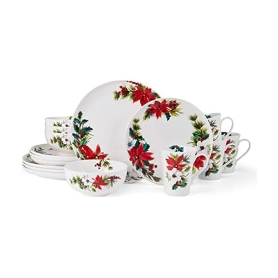 Набор посуды Hope Joy Holiday Poinsettia из костяного фарфора, легкий, устойчивый к сколам, 16 предметов, на 4 персоны, разноцветный
Набор посуды Hope Joy Holiday Poinsettia из костяного фарфора, легкий, устойчивый к сколам, 16 предметов, на 4 персоны, разноцветный