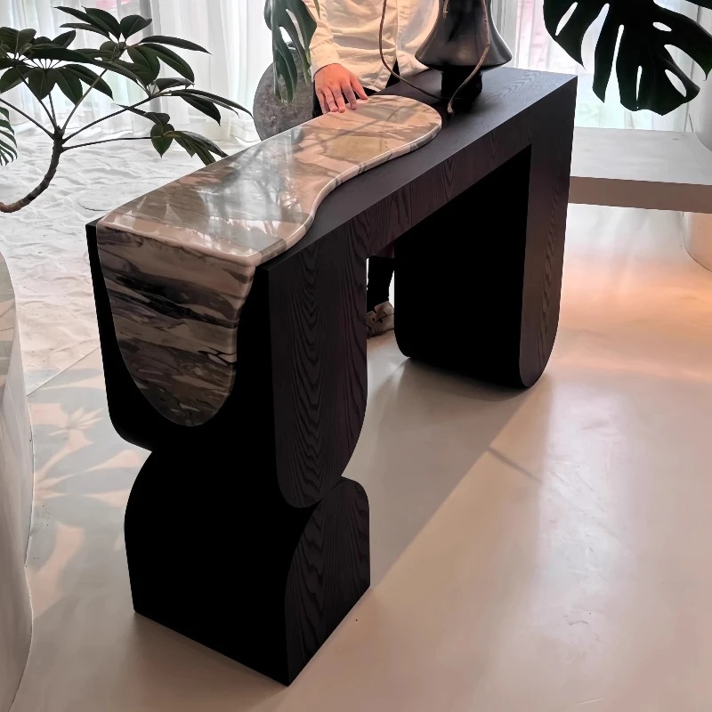 Solid wood natural marble entrance table, retro designer light luxury household living room entrance table
Solid wood natural marble entrance table, retro designer light luxury household living room entrance table