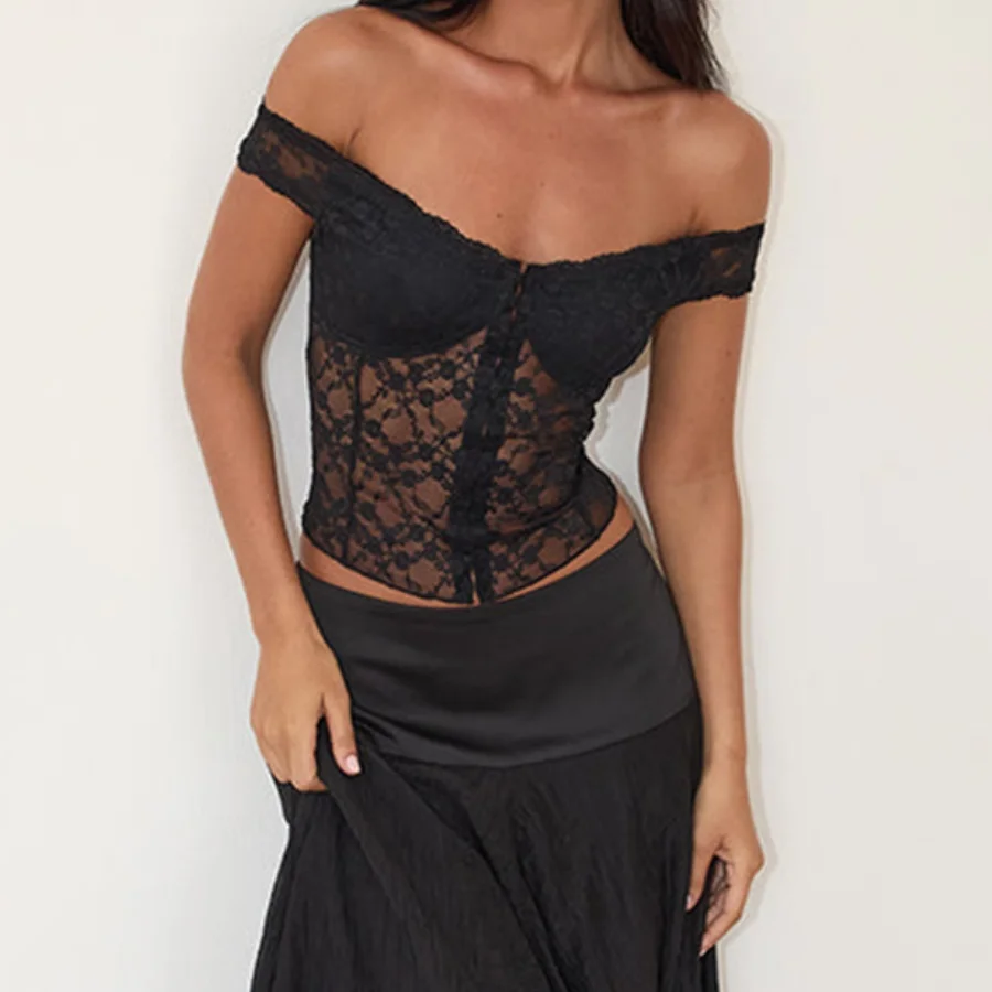 Женские прозрачные кружевные корсетные укороченные топы с открытыми плечами, облегающие бюстье с короткими рукавами, топы
Женские прозрачные кружевные корсетные укороченные топы с открытыми плечами, облегающие бюстье с короткими рукавами, топы