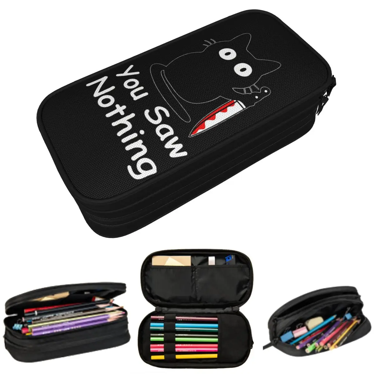 Black Cat Murder Cat You Saw Nothing Pencil Case for Boys Girls Gifts Pen Box Pencil Bag Stationery Supplies Pen Holder Bag
Black Cat Murder Cat You Saw Nothing Pencil Case for Boys Girls Gifts Pen Box Pencil Bag Stationery Supplies Pen Holder Bag