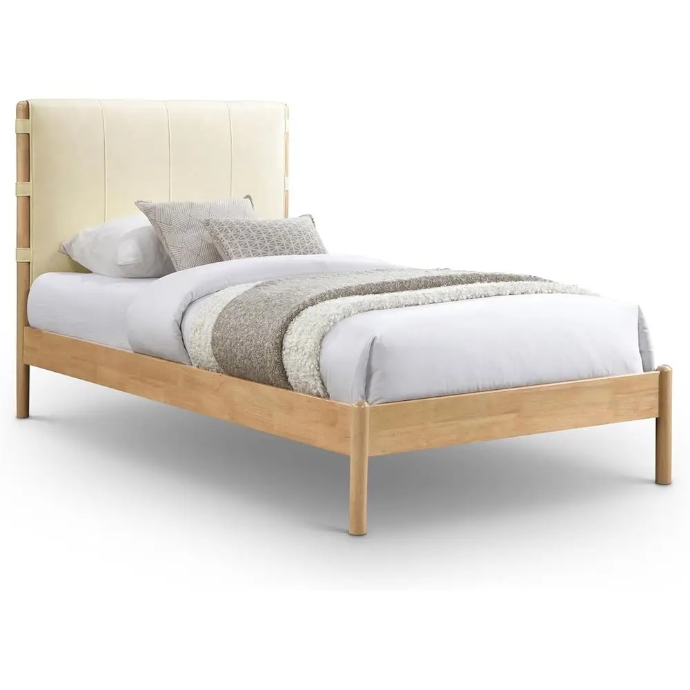 urniture AsherCream-T Asher Collection -Century ern Twin Bed with Sot Cream Vegan Leather, Solid Wood Natural inish, 42" W x 80.
urniture AsherCream-T Asher Collection -Century ern Twin Bed with Sot Cream Vegan Leather, Solid Wood Natural inish, 42" W x 80.