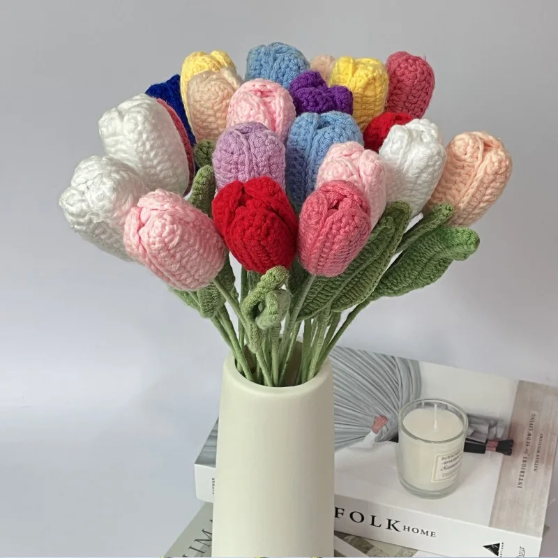 Crocheted Tulips Artificial Flowers Creative Hand-Woven Bouquets Desktop Wedding Home Decorations Graduation Decoration Gifts
Crocheted Tulips Artificial Flowers Creative Hand-Woven Bouquets Desktop Wedding Home Decorations Graduation Decoration Gifts