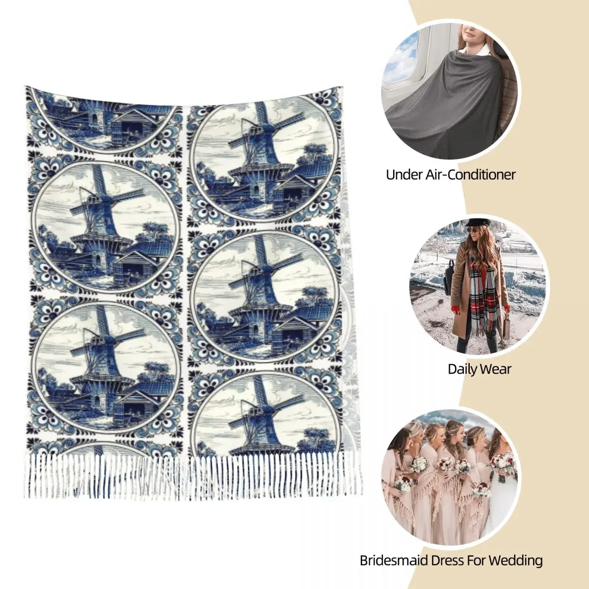 Голландский синий дельф, винтажный шарф с принтом ветряной мельницы, шарфы с кисточками, женские мягкие теплые шали и накидки, большая осенне-зимняя шаль
Голландский синий дельф, винтажный шарф с принтом ветряной мельницы, шарфы с кисточками, женские мягкие теплые шали и накидки, большая осенне-зимняя шаль