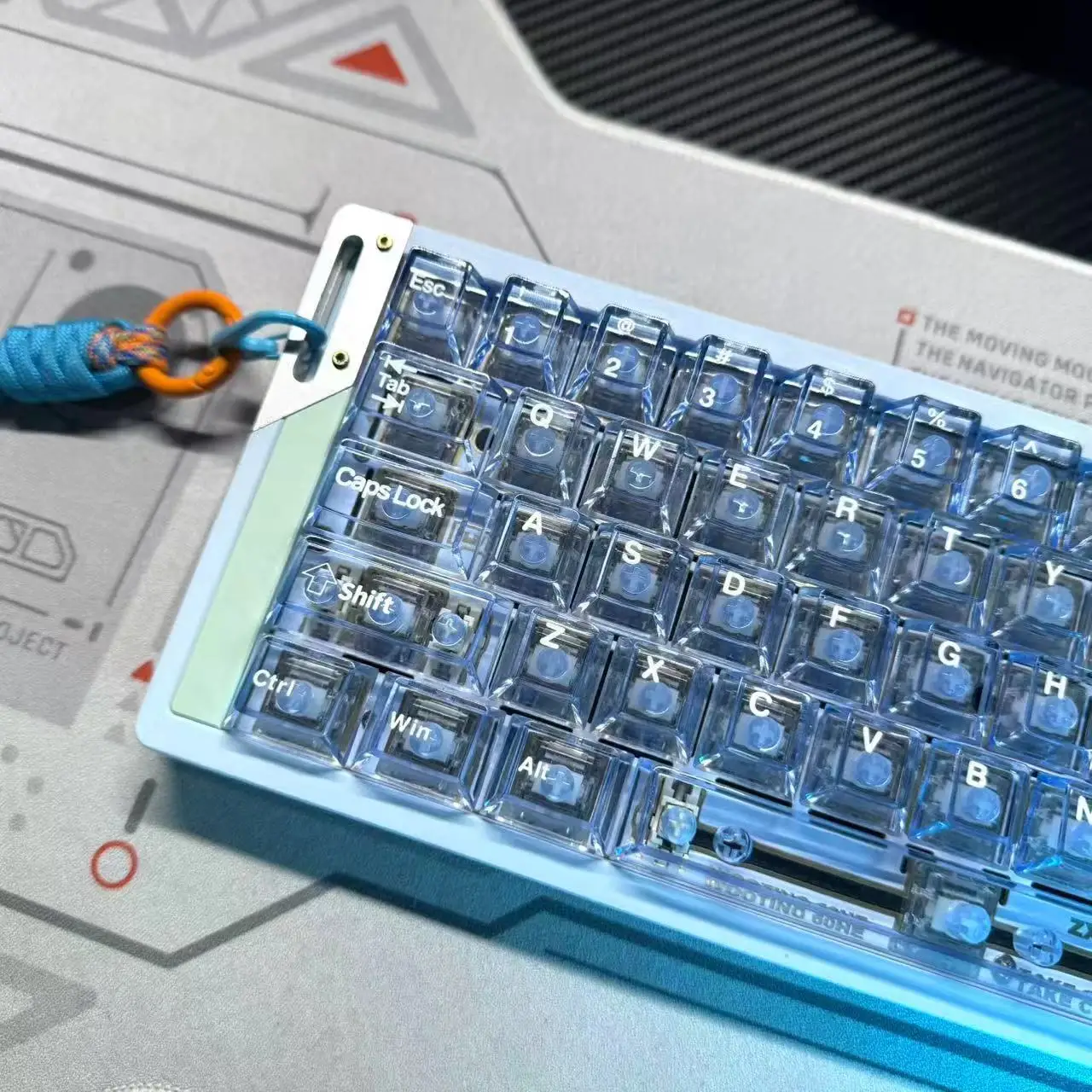 Blue transparent keycap Original mechanical keyboard modified full light transmission PC suitable for wooting60/68/75, etc
Blue transparent keycap Original mechanical keyboard modified full light transmission PC suitable for wooting60/68/75, etc