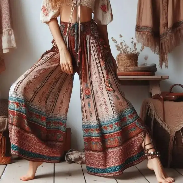 Women Harajuku Thin Casual Pants Fashion Ethnic Style Floral Print Wide Leg Pants Loose Elastic Waist Ankle Length Trousers
Women Harajuku Thin Casual Pants Fashion Ethnic Style Floral Print Wide Leg Pants Loose Elastic Waist Ankle Length Trousers