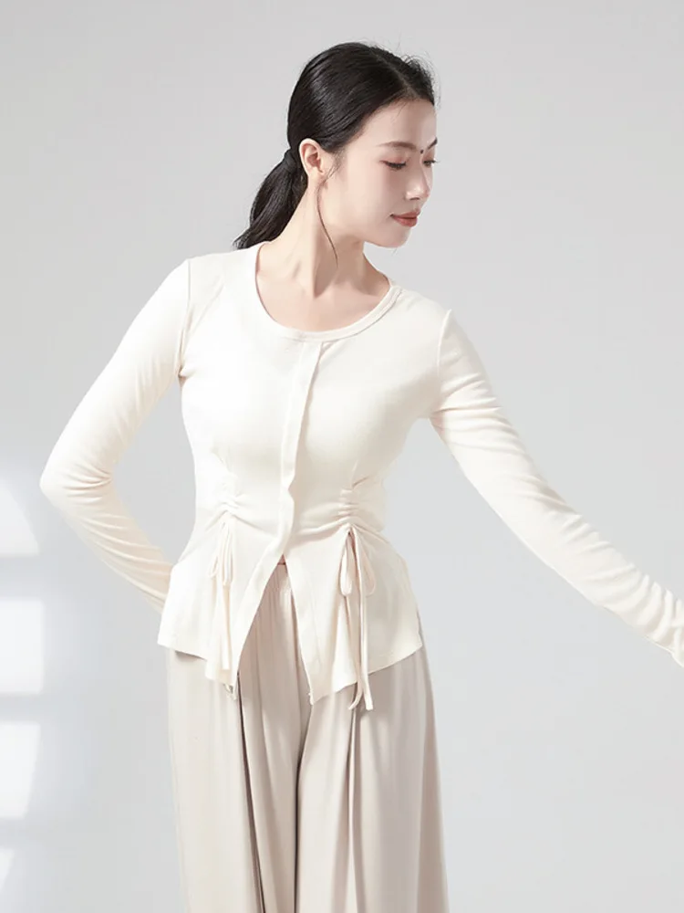 Dance Costume Breathable Thin Chic Long Sleeved Modern Dance Spring New Style Slim Fit and Slimming Drawstring Pleated Top
Dance Costume Breathable Thin Chic Long Sleeved Modern Dance Spring New Style Slim Fit and Slimming Drawstring Pleated Top