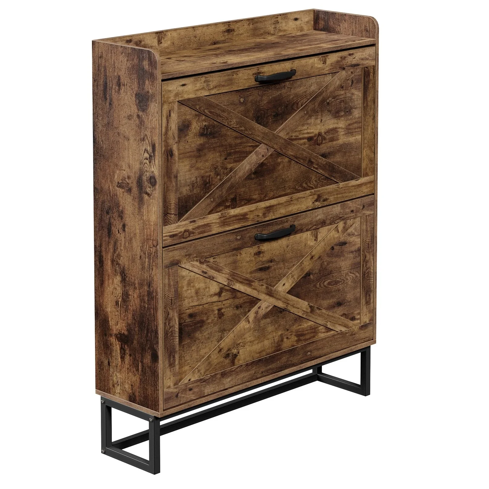 Narrow Shoe Rack Cabinet w/ 2 Flip Drawers for Entryway Living Room Rustic Brown
Narrow Shoe Rack Cabinet w/ 2 Flip Drawers for Entryway Living Room Rustic Brown
