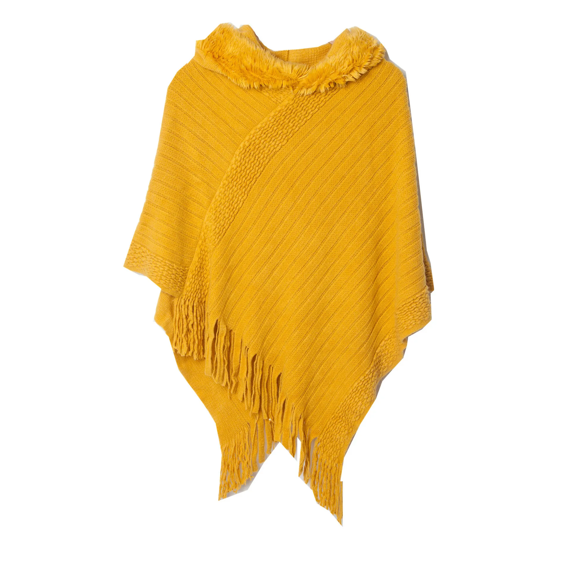 Spring and Autumn New Style Solid Stripe Tassel Hooded Cape Fashion Street Poncho Lady Capes Yellow Cloaks
Spring and Autumn New Style Solid Stripe Tassel Hooded Cape Fashion Street Poncho Lady Capes Yellow Cloaks