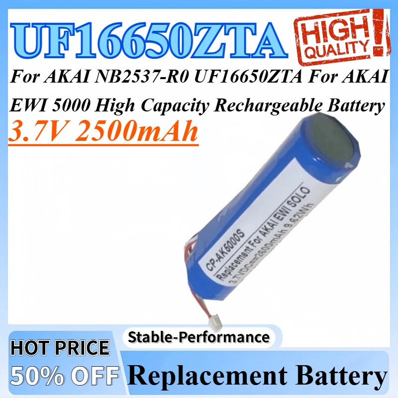 3.7V 2500mAh Replacement Li-Ion Battery For AKAI NB2537-R0 UF16650ZTA For AKAI EWI 5000 High Capacity Rechargeable Battery
3.7V 2500mAh Replacement Li-Ion Battery For AKAI NB2537-R0 UF16650ZTA For AKAI EWI 5000 High Capacity Rechargeable Battery