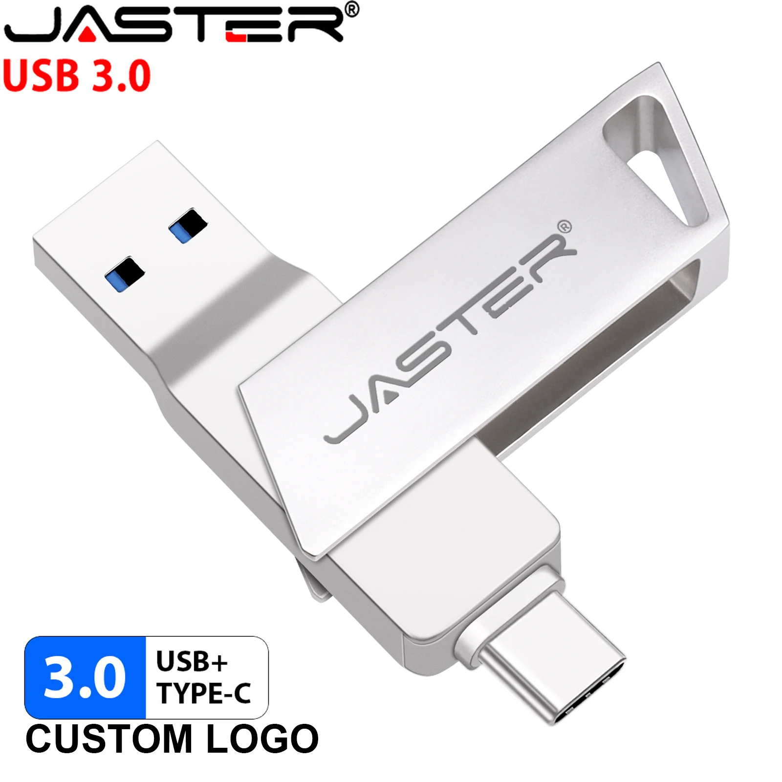 JASTER TYPE-C 2 in 1 Rotatable USB 3.0 Flash Drive 128GB Silver Metal Memory Stick 64GB Free Custom LOGO Pen Drive 32GB 16GB
JASTER TYPE-C 2 in 1 Rotatable USB 3.0 Flash Drive 128GB Silver Metal Memory Stick 64GB Free Custom LOGO Pen Drive 32GB 16GB