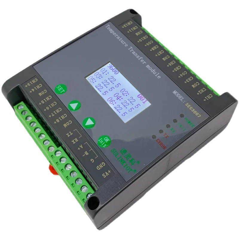 18 circuit thermal resistance temperature transmitter PT100 LCD digital display RS485/RS232 communication isolation SEC3007
18 circuit thermal resistance temperature transmitter PT100 LCD digital display RS485/RS232 communication isolation SEC3007