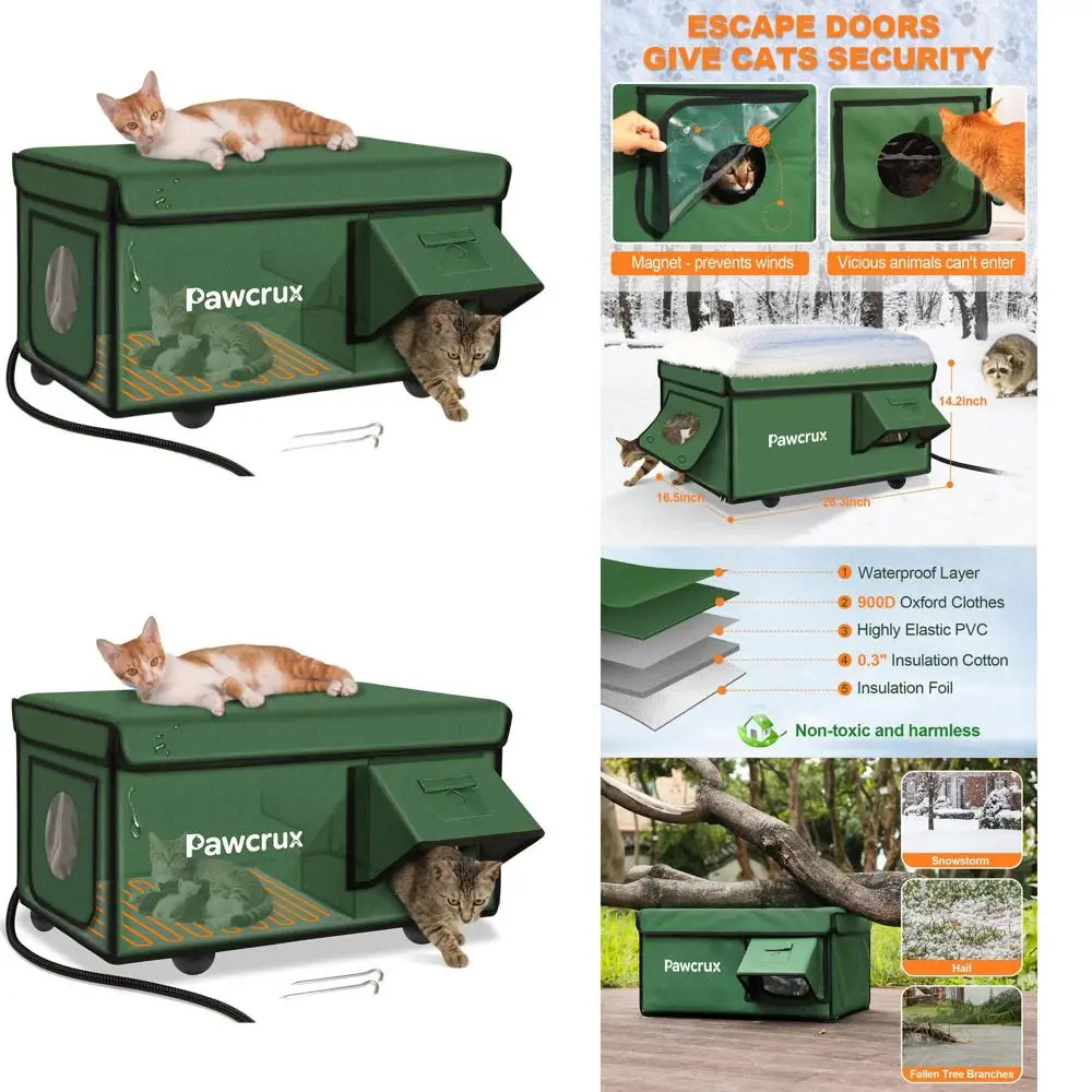 Укрытый зимнепроницаемый укрытие для кошек с подогревом и изолированной подушечкой и безопасным входом для бродячих кошек
Укрытый зимнепроницаемый укрытие для кошек с подогревом и изолированной подушечкой и безопасным входом для бродячих кошек