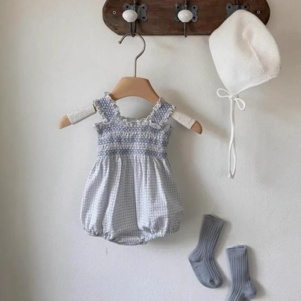 2026 Summer New Baby Girl Sleeveless Sling Bodysuit Cotton Infant Girl Cute Sweet Plaid Jumpsuit Newborn Clothes 0-24M
2026 Summer New Baby Girl Sleeveless Sling Bodysuit Cotton Infant Girl Cute Sweet Plaid Jumpsuit Newborn Clothes 0-24M