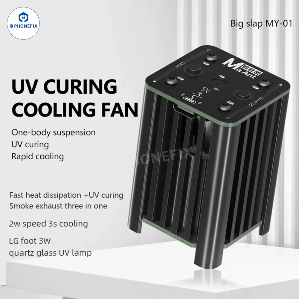MaAnt MY-01 Power Fan 5W УФ-отверждаемый охлаждающий вентилятор и дымоотвод для ремонта чипов материнской платы мобильного телефона Быстрое рассеивание тепла
MaAnt MY-01 Power Fan 5W УФ-отверждаемый охлаждающий вентилятор и дымоотвод для ремонта чипов материнской платы мобильного телефона Быстрое рассеивание тепла