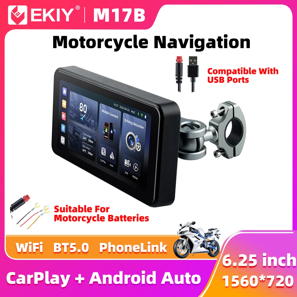 EKIY 6.25" Portable Digital Motorcycle Dashboard GPS Navigation Display Screen Wireless CarPlay Moto Android Auto With TPMS BSD
EKIY 6.25" Portable Digital Motorcycle Dashboard GPS Navigation Display Screen Wireless CarPlay Moto Android Auto With TPMS BSD