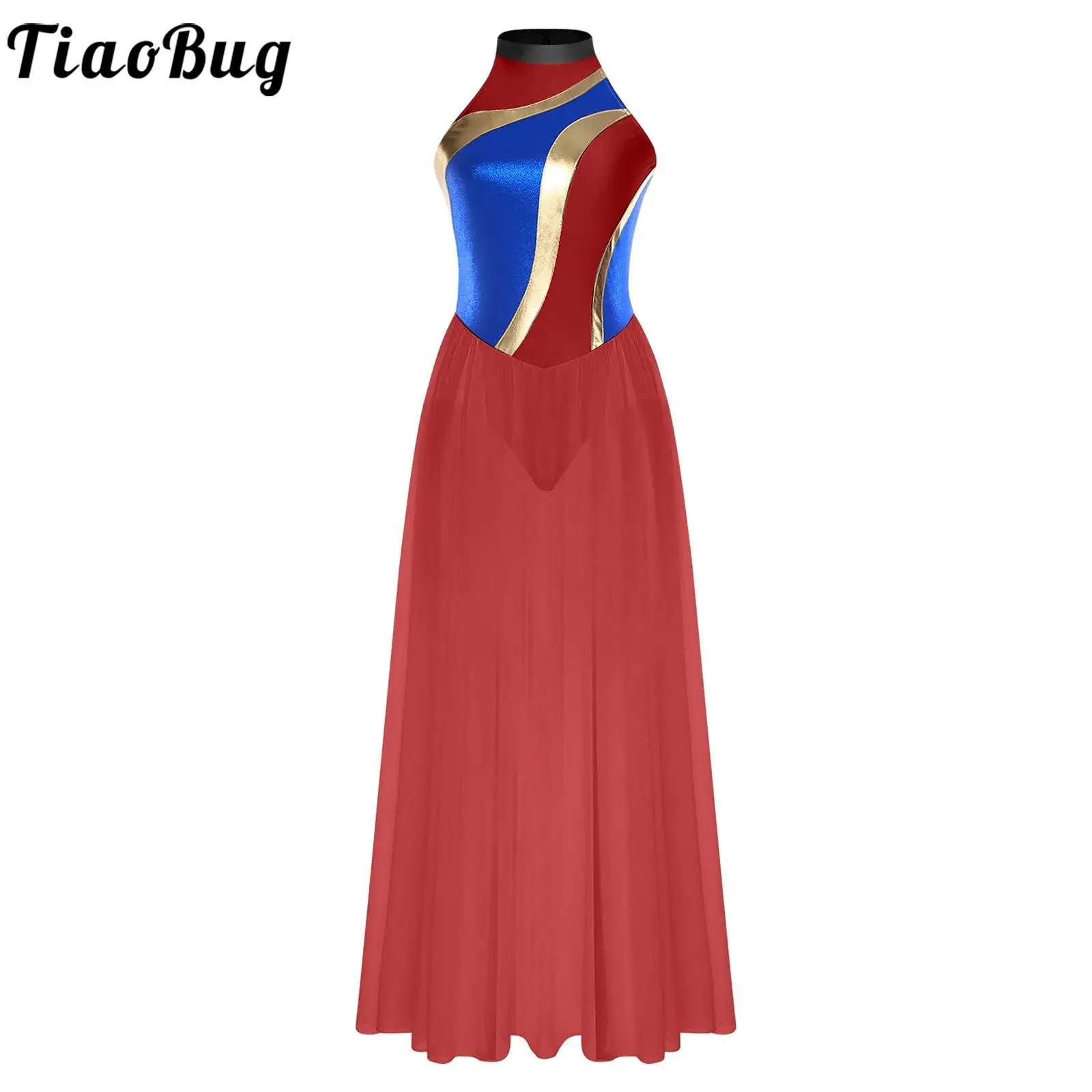 Women Lyrical Dance Modern Contemporary Dress Costume Halter Sleeveless Color Block Bodysuit Patchwork Mesh Flowy Chiffon Skirts
Women Lyrical Dance Modern Contemporary Dress Costume Halter Sleeveless Color Block Bodysuit Patchwork Mesh Flowy Chiffon Skirts