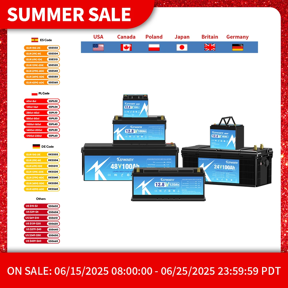 New 12V 24V 48V LiFePO4 Lithium Iron Phosphate Battery With BMS 50 100 120 180 300Ah For Golf Cart EV RV Solar Energy Storage
New 12V 24V 48V LiFePO4 Lithium Iron Phosphate Battery With BMS 50 100 120 180 300Ah For Golf Cart EV RV Solar Energy Storage