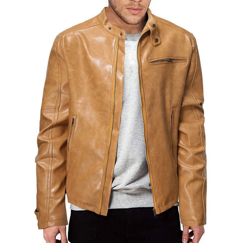 Make Old Leather Jacket Men's Fashion Versatile Stand-up Collar Punk Leather Jacket
Make Old Leather Jacket Men's Fashion Versatile Stand-up Collar Punk Leather Jacket