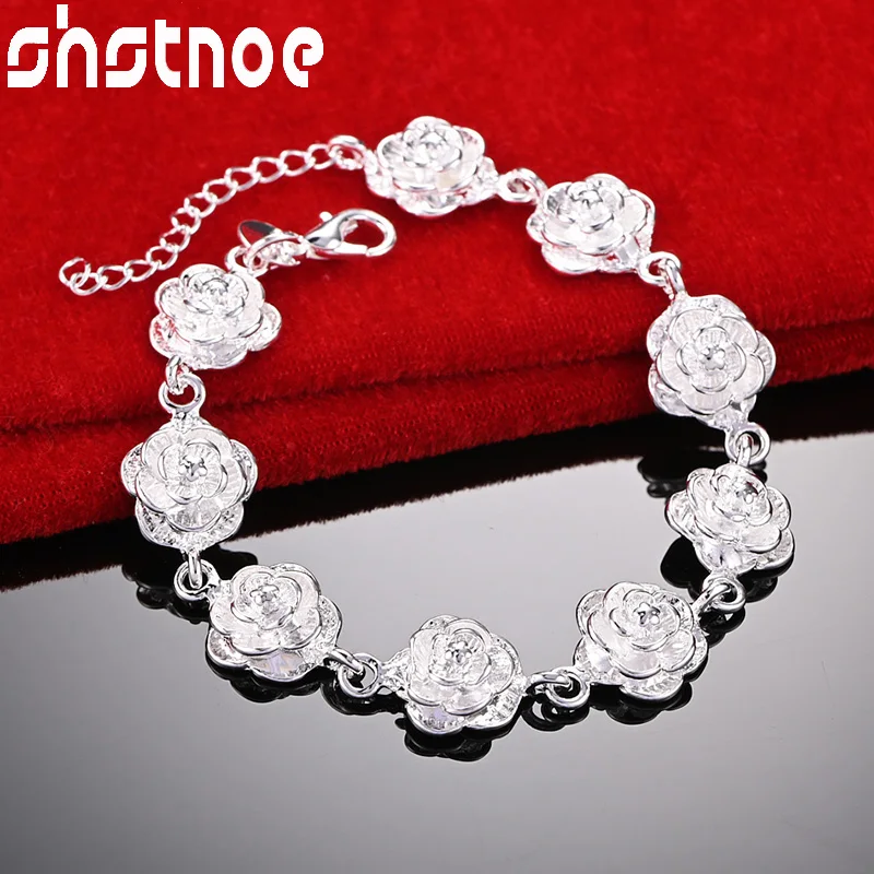 SHSTONE 925 Sterling Silver All Flowers Rose Chain Bracelet For Woman Wedding Accessories Birthday Party Fashion Charm Jewelry
SHSTONE 925 Sterling Silver All Flowers Rose Chain Bracelet For Woman Wedding Accessories Birthday Party Fashion Charm Jewelry