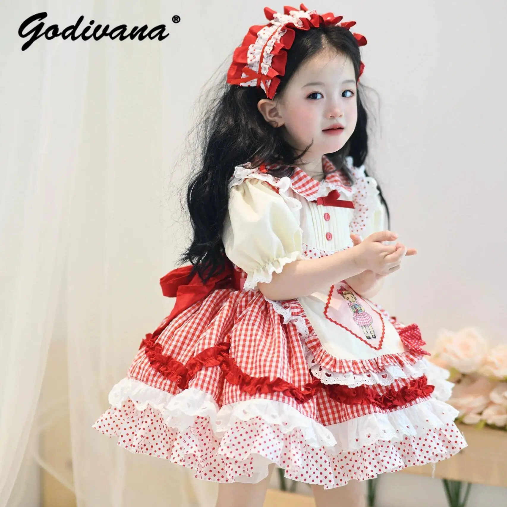 Baby Girls 2026 Summer New Lolita Princess Dress Kids Sweet and Cute Bow Red Plaid Doll Collar Puff Sleeve Lace Trim Tutu Dress
Baby Girls 2026 Summer New Lolita Princess Dress Kids Sweet and Cute Bow Red Plaid Doll Collar Puff Sleeve Lace Trim Tutu Dress