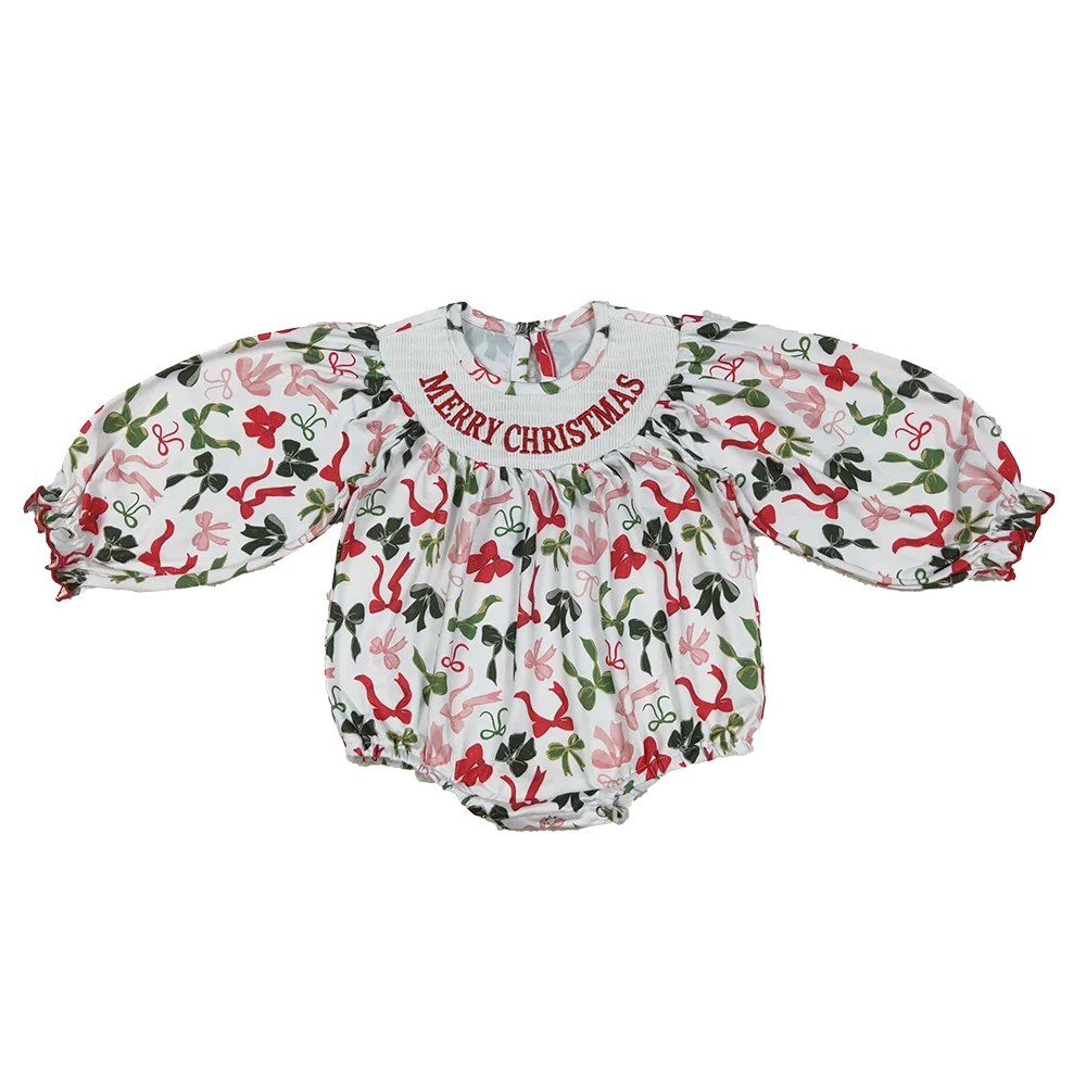 Wholesale Kid Infant Christmas Bubble Embroidery Smocked Clothes Children Long Sleeves Bows Girl Jumpsuit Newborn Toddler Romper 
Wholesale Kid Infant Christmas Bubble Embroidery Smocked Clothes Children Long Sleeves Bows Girl Jumpsuit Newborn Toddler Romper