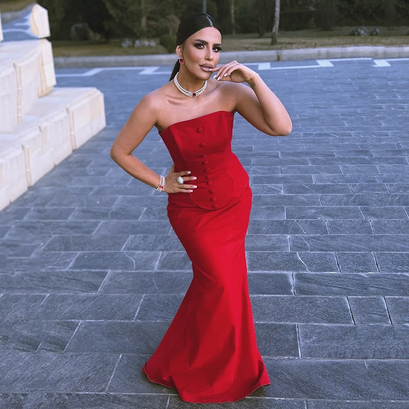 Thinyfull 2025 Sexy Mermaid Prom Evening Dresses Strapless Buttons Saudi Arabia Party Dress Women Cocktail Prom Gowns Customized
Thinyfull 2025 Sexy Mermaid Prom Evening Dresses Strapless Buttons Saudi Arabia Party Dress Women Cocktail Prom Gowns Customized