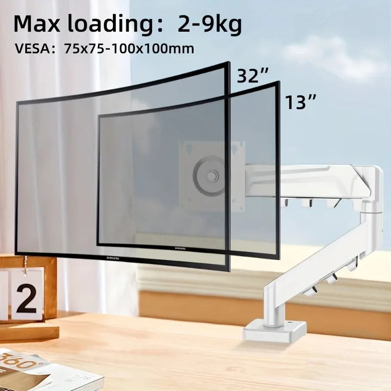Single Arm For 13-32" Screen Adjustable Single Bracket Full Motion Swivel Desktop Stand for Home Office