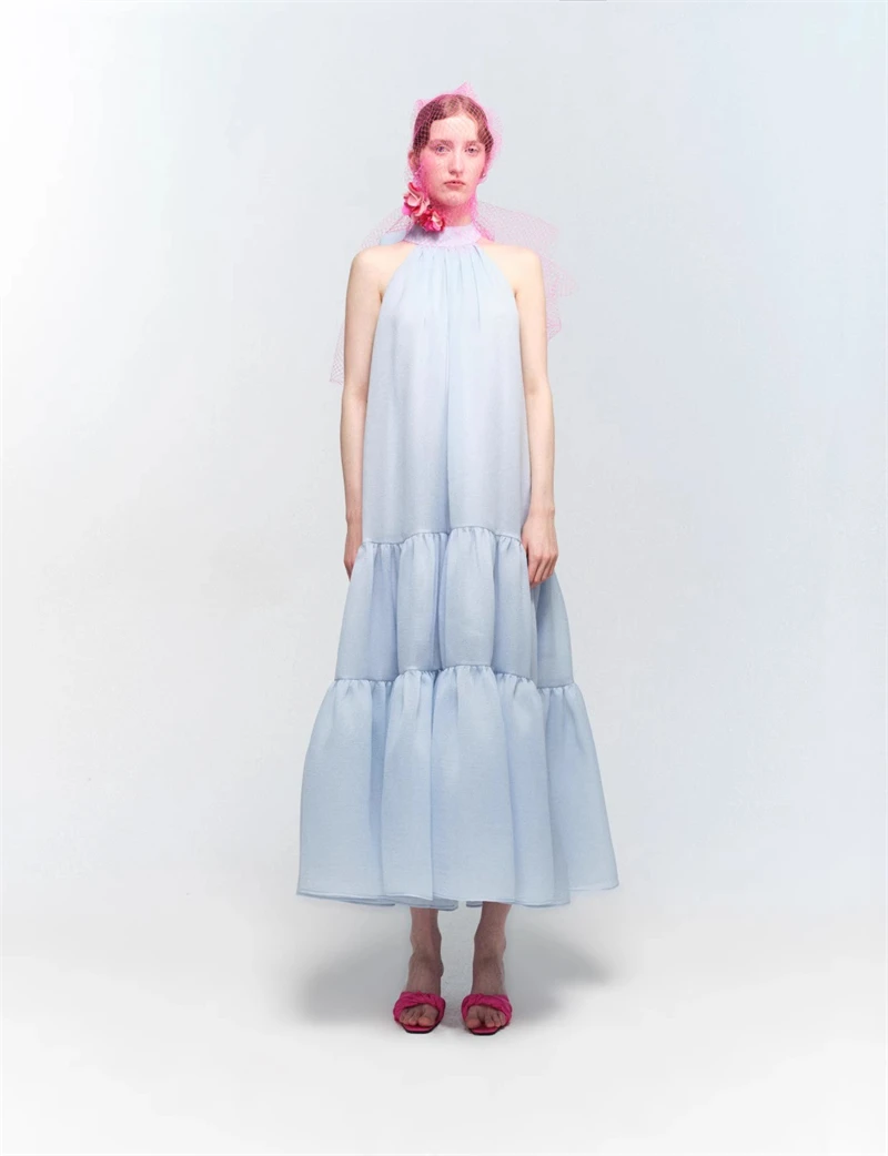 French Gentle Style Bow Hanging Neck Dye Dress Women's Summer Solid Color Party Long Dress Ladies Loose Clothes F071
French Gentle Style Bow Hanging Neck Dye Dress Women's Summer Solid Color Party Long Dress Ladies Loose Clothes F071