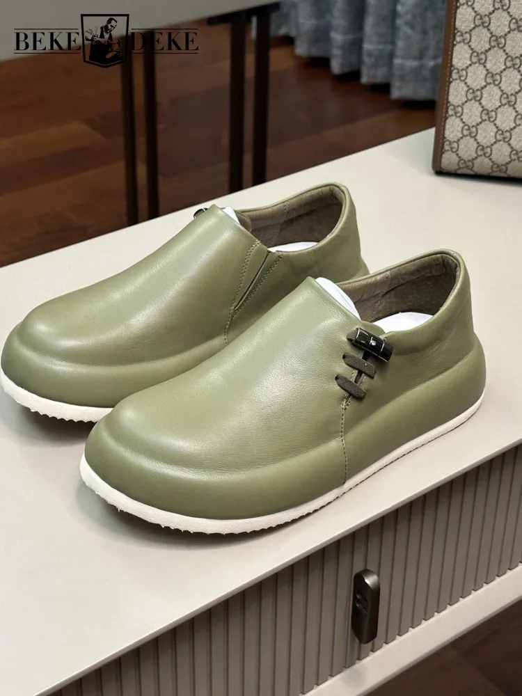 Male Round Toe Cowhide Footwear High Quality Mens Real Leather Loafers Fashion Comfortable Slip-on Shoes Business Leisure Shoes
Male Round Toe Cowhide Footwear High Quality Mens Real Leather Loafers Fashion Comfortable Slip-on Shoes Business Leisure Shoes
