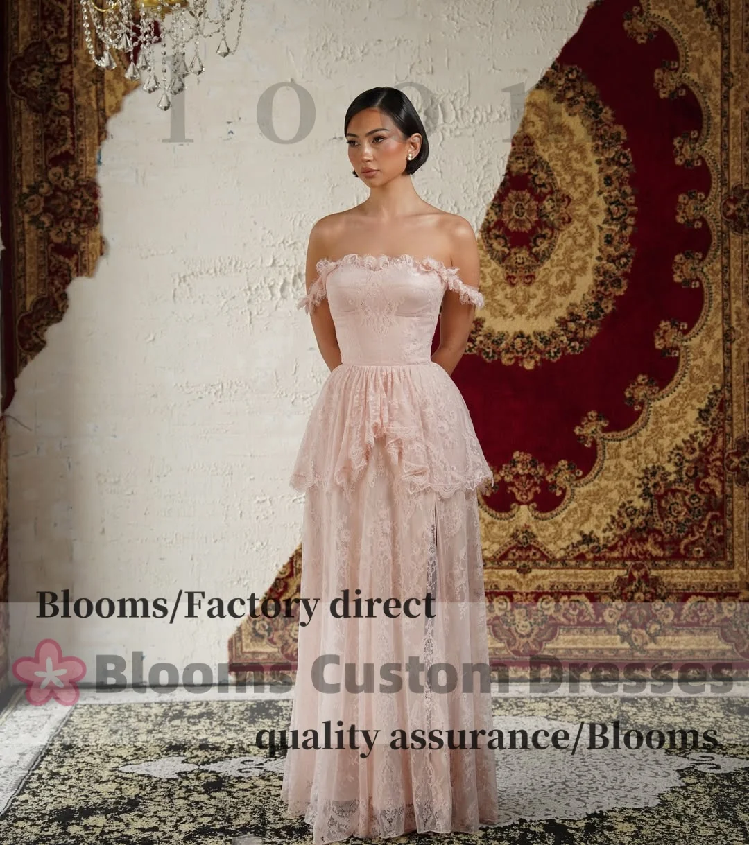 Customized Blush Pink Lace Ruffle Off Shoulder Prom Gown A-line Floor-Length Evening Dresses 2026 Gorgeous Party Dress
Customized Blush Pink Lace Ruffle Off Shoulder Prom Gown A-line Floor-Length Evening Dresses 2026 Gorgeous Party Dress