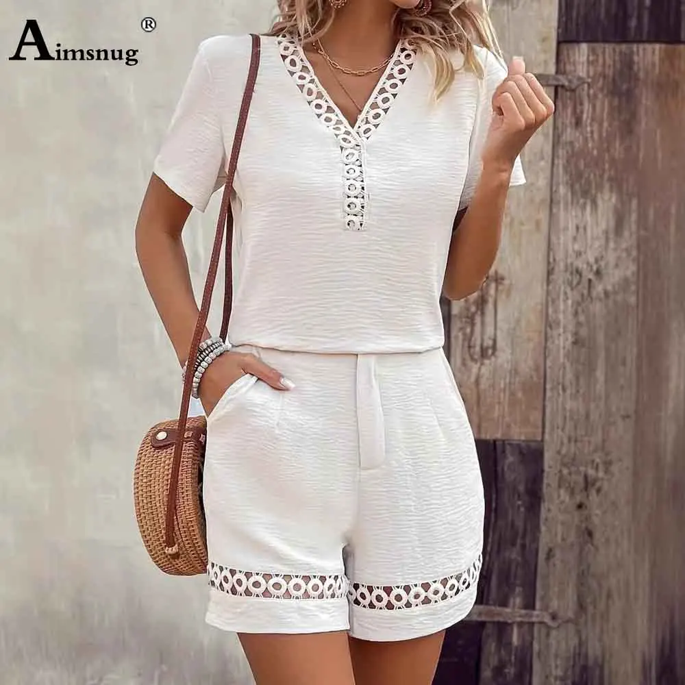 Plus Size Women Casual Beach Two Piece Sets 2025 Short Sleeve V-neck Blouse and Lace Shorts Co-ords Female Elegant Tracksuit Set
Plus Size Women Casual Beach Two Piece Sets 2025 Short Sleeve V-neck Blouse and Lace Shorts Co-ords Female Elegant Tracksuit Set
