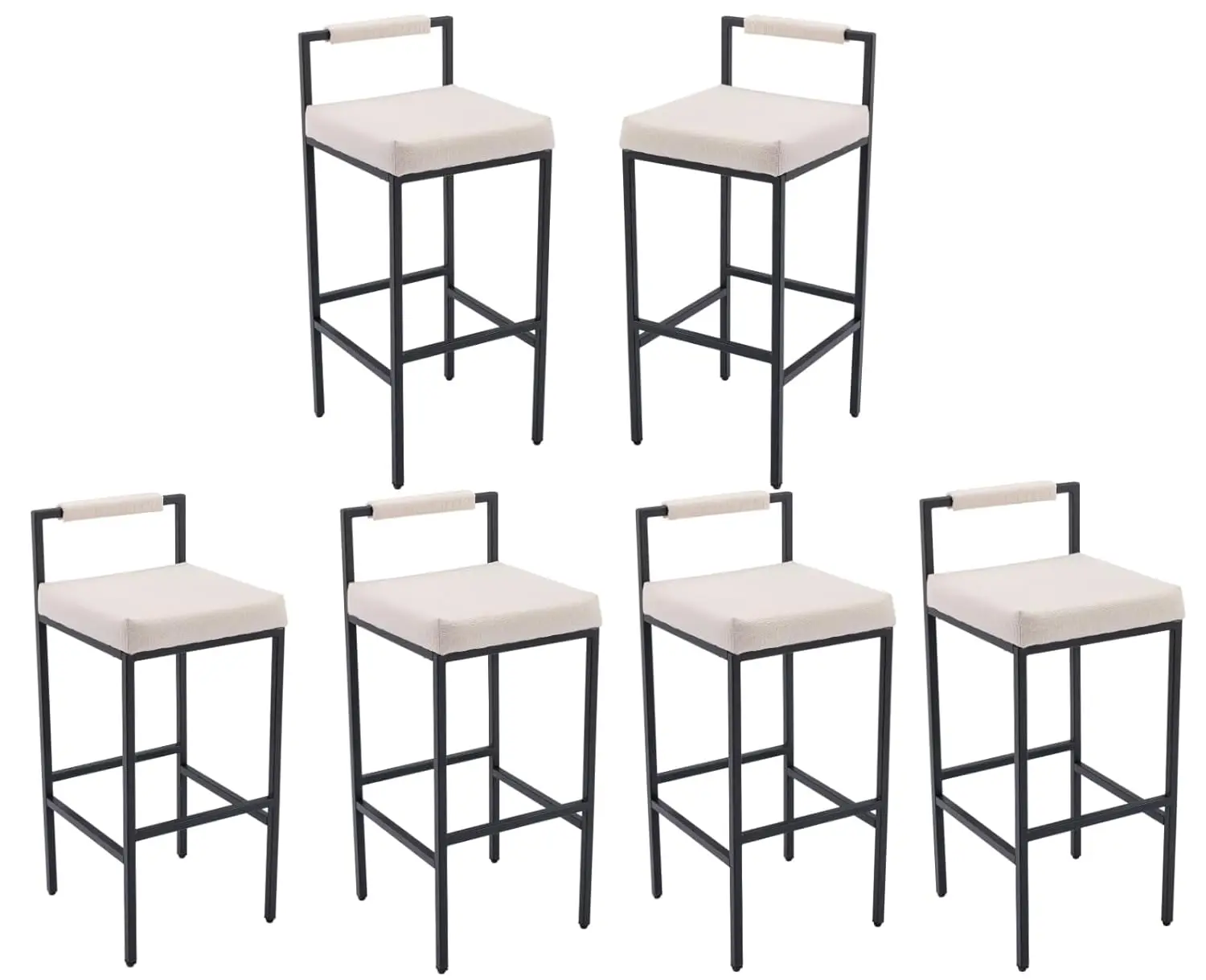 White Modern Bar Stools Set of 6 with Low Back, Linen Counter Height Stools Tall Barstools Upholstered Bar Chairs, Customized
White Modern Bar Stools Set of 6 with Low Back, Linen Counter Height Stools Tall Barstools Upholstered Bar Chairs, Customized