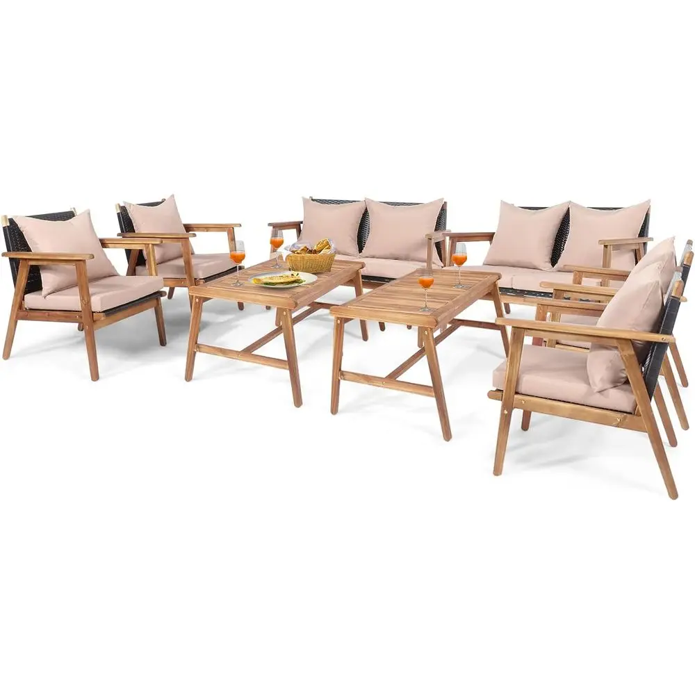 8-Piece Outdoor Acacia Wood Patio Furniture Set with Cushions and Coffee Table, Suitable for Garden, Poolside, and Backyard (Bei
8-Piece Outdoor Acacia Wood Patio Furniture Set with Cushions and Coffee Table, Suitable for Garden, Poolside, and Backyard (Bei