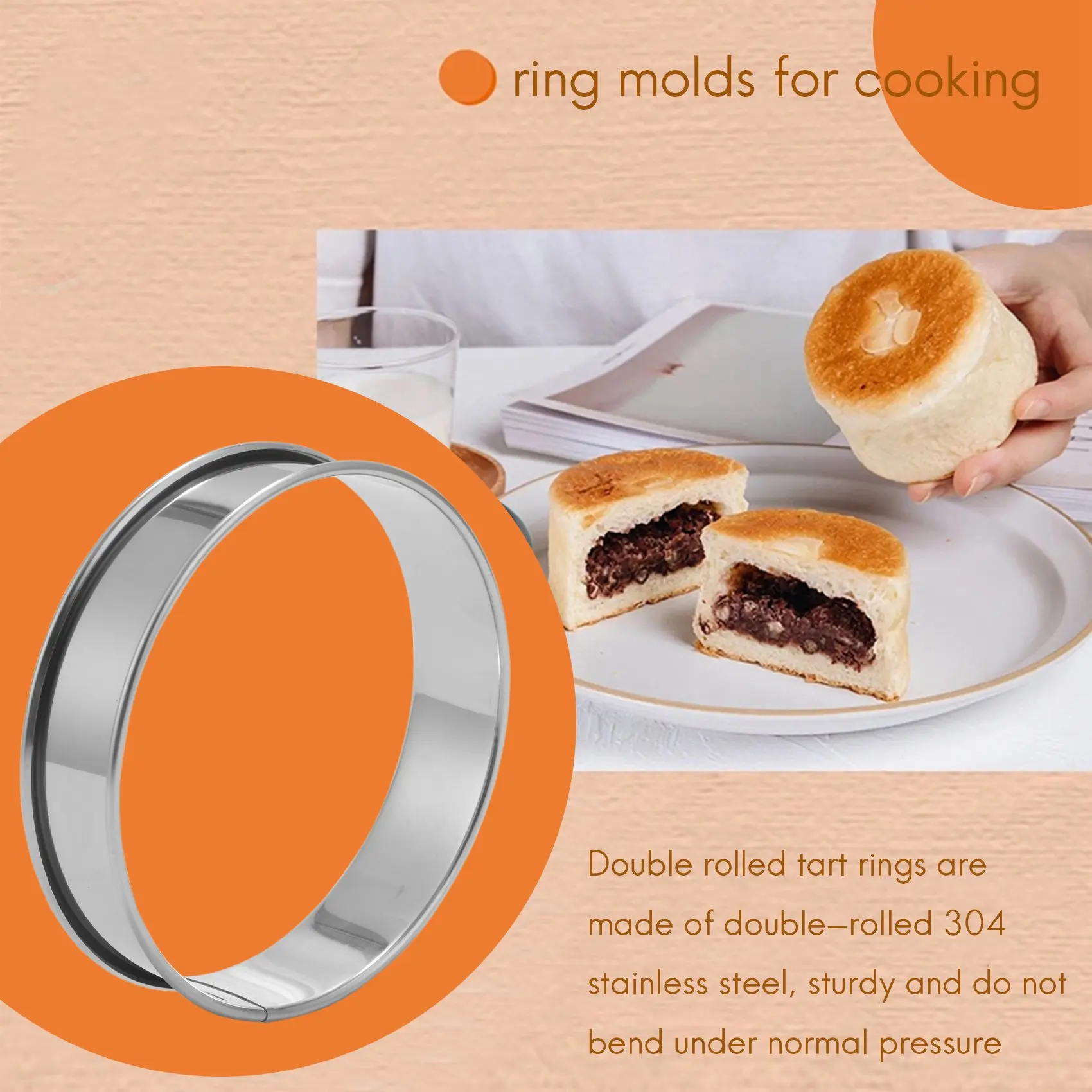 A19I-6 Pieces English Muffins Rings, Muffin Tart Rings Double Rolled Tart Ring Stainless Steel Crumpet Rings Molds Cake Mold
A19I-6 Pieces English Muffins Rings, Muffin Tart Rings Double Rolled Tart Ring Stainless Steel Crumpet Rings Molds Cake Mold