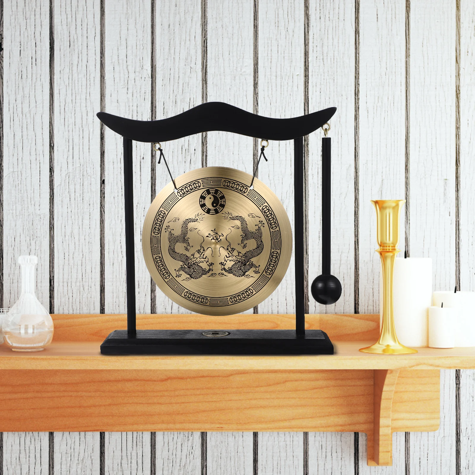 Copper Gong Desk Decor Handicraft Ornament with Mallet Vintage Patterns Fine Workmanship Office Study Brass Gongs
Copper Gong Desk Decor Handicraft Ornament with Mallet Vintage Patterns Fine Workmanship Office Study Brass Gongs