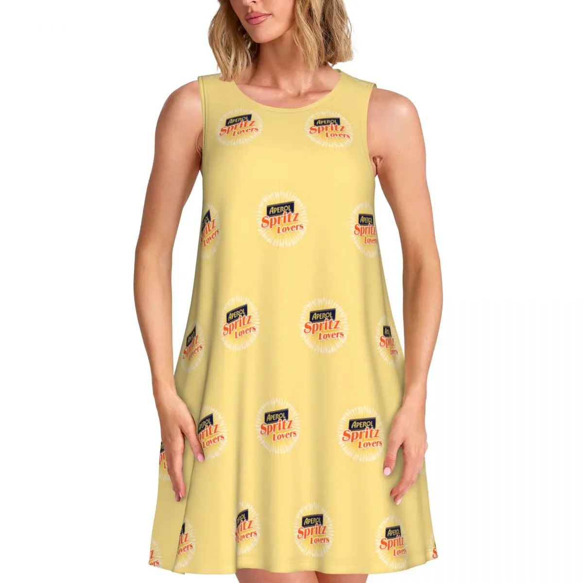 Custom A-Aperols Spritz Loose Sundress With Pocket Print Women's Sleeveless Dress For Beach Vacations Dress
Custom A-Aperols Spritz Loose Sundress With Pocket Print Women's Sleeveless Dress For Beach Vacations Dress