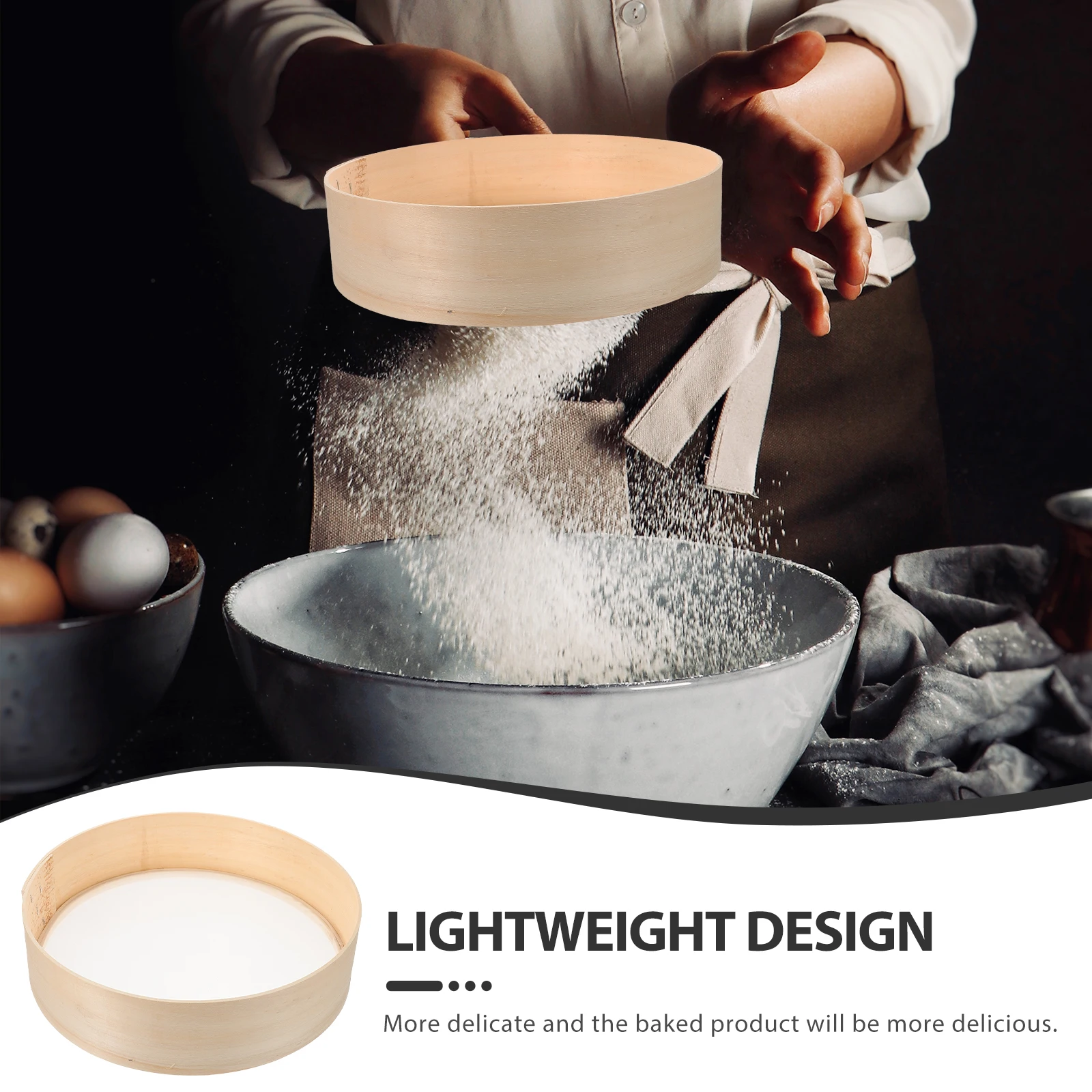 Flour Sieve Handheld Sifter Tool Hand-operated Sifters Kitchen Wood Fine Mesh for Cooking 
Flour Sieve Handheld Sifter Tool Hand-operated Sifters Kitchen Wood Fine Mesh for Cooking